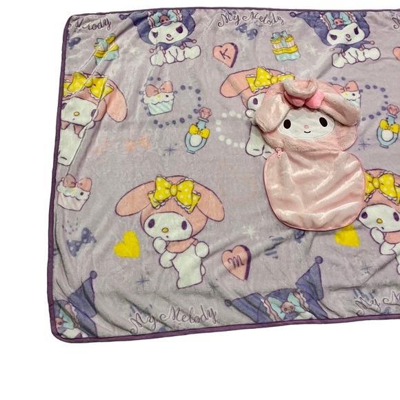 Sanrio Pink My Melody Zip Up Travel Blanket in a Bag - Picture 2 of 6